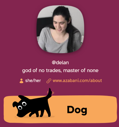 start of my cohost profile, with matching “dog” button that @bark adjusted to match the cohost orange