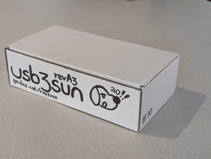 hand-drawn box for usb3sun rev A3, complete with ao dog