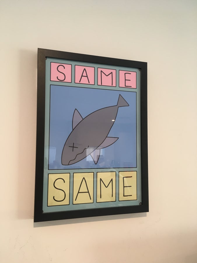 “same same” poster from nichijou in a frame