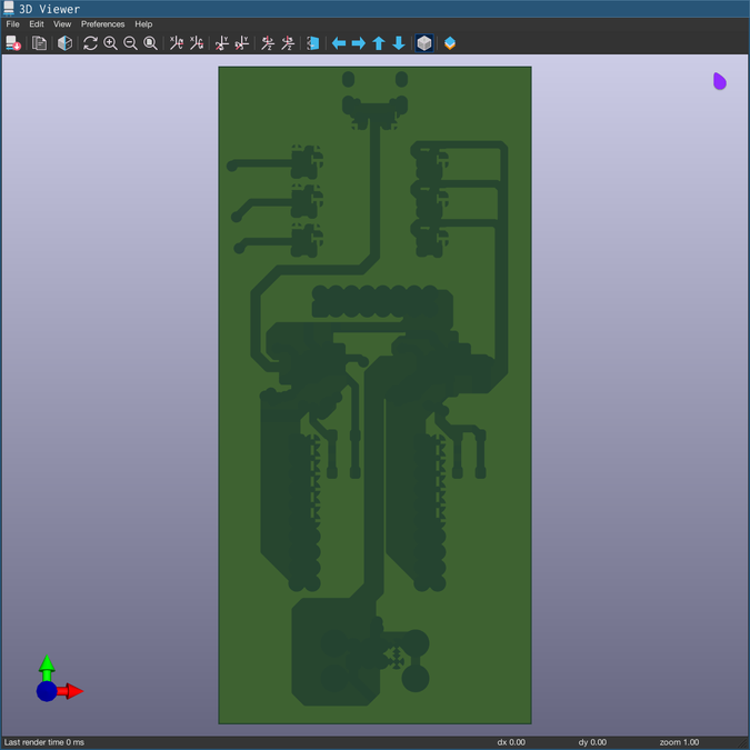 pcb with all traces, pads, vias, through holes, and footprints removed, but the copper fill not yet updated, leaving behind a silhouette of the old layout